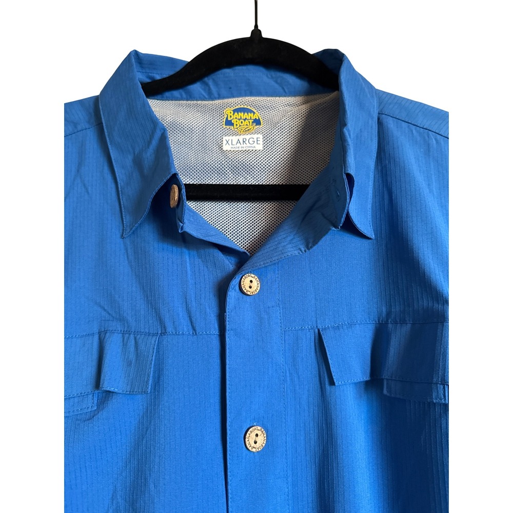 Fishing‎ Outdoor Bright Banana Boat Men's Blue Performance Shirt XL Lightweight